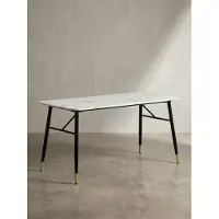 KADIMA DESIGN Esszimmertisch 140x80x76 cm Esstisch Weiß in Marmor-Optik Modern, Küchentisch Klein, Speisetisch Rechteckig, Tisch Esszimmer mit Metallbeinen