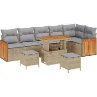vidaXL Gartensofa-set 9 stk. 9-Sitzanzahl Beige und Hellgrau