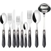 Casa Bugatti oxford antik silberring, besteckset 75 tlg. mit schwarzer griff, galeriebox,
