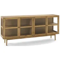 Feeling4Home Sideboard Gobens Eiche Natur 180 cm - 4-türiges Glas-Sideboard, FSC-zertifiziert