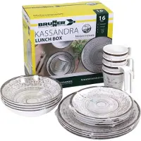 Brunner Lunch Box Kassandra 16-tlg. Melamin Geschirr Set Camping Teller Becher