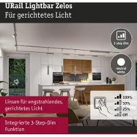Paulmann URail LED-Schienenlampe Zelos, chrom, 4.000 K 37 cm dimmbar, alu / grau / zink, für Wohn- / Esszimmer, Aluminium, Modern