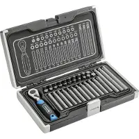 Högert HT1R466 Bits, Ratschen Schraubenzieher, Knarrenkasten, Schraubendreher Set, Grau, 37 10 Mm, 37-er Set 10 Mm