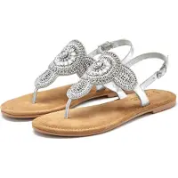 LASCANA Zehentrenner Sandalette, Sommerschuh, offener Schuh, silberfarben Größe 35