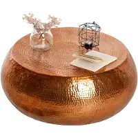 Invicta riess-ambiente Runder Couchtisch ORIENT 80cm kupfer Metall Aluminium Hammerschlag Design handmade Beistelltisch Tisch