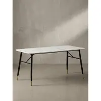 KADIMA DESIGN Esszimmertisch 160x80x76 cm Esstisch Weiß in Marmor-Optik Modern, Küchentisch Groß, Speisetisch Rechteckig, Tisch Esszimmer mit Metallbeinen