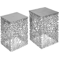 Invicta riess-ambiente 2er Set Beistelltisch ABSTRACT LEAF 45cm silber Couchtisch Metall filigran