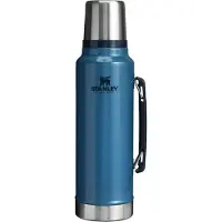 Stanley The Legendary Classic Bottle 1.5QT, Hammertone Lake 10-11347-120 Thermosflasche mit Deckel und Becher, 1,4 L