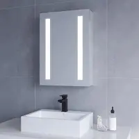 Aquabatos Badezimmerschrank mit Beleuchtung LED Spiegelschrank 50 x 70 cm Antibeschlag mit Ablage Badschrank Kaltweiß 6400K