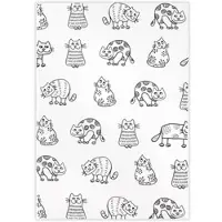 Kracht Küchen Textilien Katzenreihe Halbleinen Küchentuch bedruckt 50x70 cm schwarz-weiß 3er Pack - weiß;schwarz