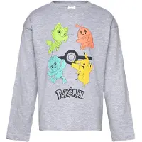 Pokémon Langärmliges T-Shirt, Hellgrau, 128-134