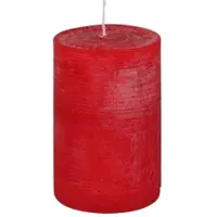 Jaspers Kerzen Rustik Kerzen, Nordische Reifkerzen, durchgefärbte Kerzen Rot Ø 80 x 100 mm, 1 Stück