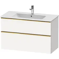 Duravit D-Neo Waschtischunterbau wandhängend, 1010x625x462mm, 1 Auszug, 1 Schubkasten, mit Griff Gold poliert, DE4363034180000, Farbe: Weiß Matt Dekor