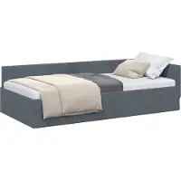 vidaXL Eckbettgestell mit Kopfteil Dunkelgrau 90 cm x 200 cm Samt