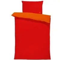 Benetton - Wendebettbezug 150/210 cm mit Laken 100/200+30 cm und Kissenbezug 50/70 cm in Orange und Rot