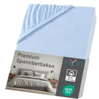 NYVI Spannbettlaken DreamScience Premium - Komfort Spannbetttuch, 190g/m2, Einlaufschutz, Bügelfrei, mit Gummizug Farbe:hellblau;Größe:180 - 200x220 + 40 cm Boxspringbett