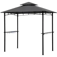 Sekey Grillpavillon BBQ Pavillon Gartenpavillon Balkonpavillon Grillzelt UV50+ mit Ablagen Doppeldach 245 x 150 x 250 cm