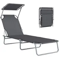Outsunny Sonnenliege Gartenliege Relaxliege Dreibeinliege Liege Klappbar Grau