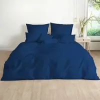 TRAUMSCHLAF Uni Mako-Satin Bettwäsche, Bettbezüge und Kissenbezüge einzeln Kissenbezug einzeln 40x60 cm | marine - blau