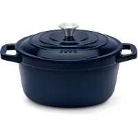 La Fonderie 1890 Runder Schmortopf ALMA25 aus emailliertem Gusseisen 25 cm, Fassungsvermögen 4,7 L, Marineblau