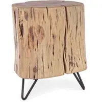 Bizzotto Hocker Artur aus Akazienholz, Massivholz-Design, rund, natur, 41 cm Höhe, Unikat