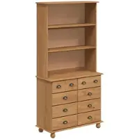 vidaXL Hutch ASKIM Honigwachs 91 x 40 x 184 cm Massives Kiefernholz
