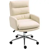 HOMCOM Bürostuhl Ergonomischer Schreibtischstuhl mit Armlehne Wolle Creme
