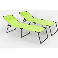 Beach and Garden Design 2er Set Liegestühle Strandliegen Sonnenliegen aus Aluminium für Strand und Garten Mauritius - Dunkel Grün