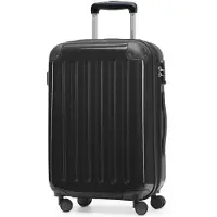 Hauptstadtkoffer Alex - Handgepäck Hartschalen-Koffer Flugzeug erweiterbar Kabinen-Trolley Carry-On Hand Luggage Hardcase, 4 Rollen, 55 cm, 42 L,Schwarz