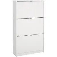 Wellhome - Holz-Schuhschrank mit 3 Fächern in der Farbe Weiß 71 x 25 x 124 cm - Adaja