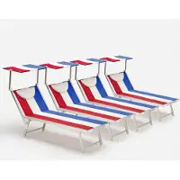 Beach and Garden Design 4er Set professionelle Liegestühle Strandliegen Sonnenliegen aus Aluminium für den Strand Santorini Europe - Frankreich