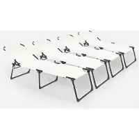 Beach and Garden Design 4er Set Liegestühle Strandliegen Sonnenliegen aus Aluminium für Garten und Strand Mauritius - Weiß