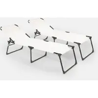 Beach and Garden Design 2er Set Liegestühle Strandliegen Sonnenliegen aus Aluminium für Strand und Garten Mauritius - Weiß