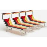 Beach and Garden Design 4er Set professionelle Liegestühle Strandliegen Sonnenliegen aus Aluminium für den Strand Santorini Europe - Deutschland