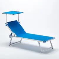 Beach and Garden Design Aluminium Strandliege Sonnenliege mit Sonnendach Nettuno - Blau