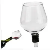 Sonstige Verlage Flaschenaufsatz aus Glas mit Silikondichtung, Weinglas, ca. 16 cm