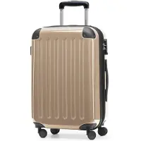 Hauptstadtkoffer Alex - Handgepäck Hartschalen-Koffer Flugzeug erweiterbar Kabinen-Trolley Carry-On Hand Luggage Hardcase, 4 Rollen, 55 cm, 42 L,Champagner