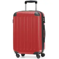 Hauptstadtkoffer Alex - Handgepäck Hartschalen-Koffer Flugzeug erweiterbar Kabinen-Trolley Carry-On Hand Luggage Hardcase, 4 Rollen, 55 cm, 42 L,Rot
