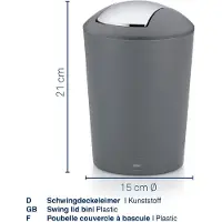 kela Kosmetikeimer grün 1,7l, Minimülleimer mit Schwingdeckel, Kunststoff, Modell MARTA, jadegrün matt