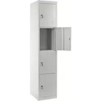 Décoshop26 - Büroschrank mit Schubladen vier abschließbare Türen 180 x 38 x 45 cm graues Metall 04_0001650