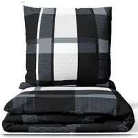 Leonado vicenti Bettwäsche 135x200 Mikrofaser Gestreift Grau Schwarz Beige Ornamente Set leicht 2tlg