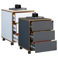 VCM Container "Holz Rollcontainer Bürocontainer Salia 3 Schublade", weiß, B:42cm T:45cm, Obermaterial: 100% Holz Wood., Rollwagen, Container