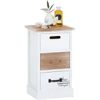 CARO-Möbel Schubladenschrank SALVA Kommode für Boxspringbett Standregal Aufbewahrungsregal in weiß, Shabby Chic Vintage Look, 3 Schubladen
