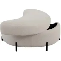 STILVORA Aufbewahrungs-Fußhocker Teddy Ivory mit Stauraum und Schaumpolsterung