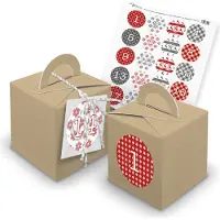 Itenga SET Adventskalender Würfelboxen braun + Garn + Anhänger (V33) + Motiv Z7