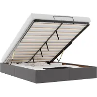 vidaXL Ottoman-Bett ohne Matratze Grau 140x190 cm Kunstleder