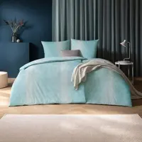 Estella Mako Interlock Jersey Bettwäsche Timo azur 160x210 cm + 65x100 cm - blau