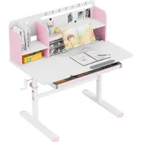 MarkAdler Kinderschreibtisch Study 5.7 Pink Höhenverstellbar, Ergonomischer Schreibtisch mit Neigbarer Platte, Schublade, Rosa