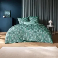 Estella Mako Interlock Jersey Bettwäsche Heiko lagune 160x210 cm + 65x100 cm - blau