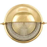 Licht-Erlebnisse Außenlampe Wand Messing Glas E27 IP64 rund Ø 17,5 cm in Maritim Kellerlampe